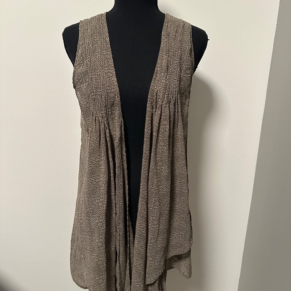 *CABI* Tan x White Polka Dot Open Front Sheer Cardigan Size XS - Picture 1 of 7
